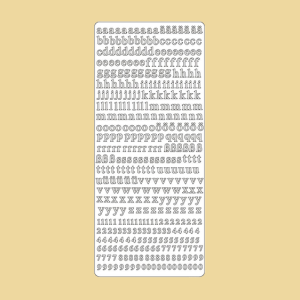Prägefolie Kleinbuchstaben, Ziffern 0,9cm silber