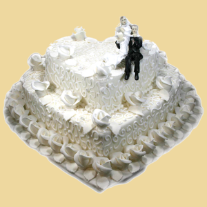 Herztorte weiss 2 Stock mit Rosen