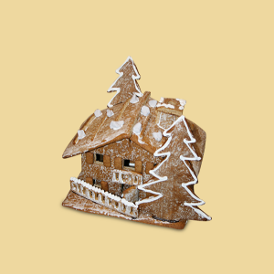 Lebkuchenhaus mit Tannenbaum