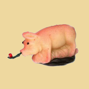 Marzipan Schwein mit Kleestrauß