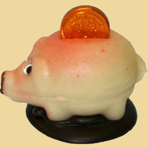 Marzipan Schwein mit Münze