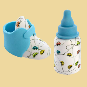 Tauffiguren Schuh oder Flasche blau