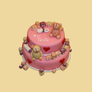 Tauftorte 2 Stock mit Zug & Marzipanfiguren