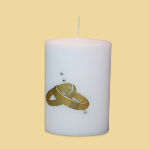 Hochzeitskerze Ovalkerze mit Eheringen in gold
