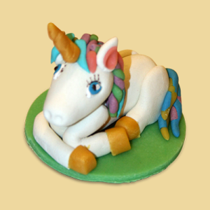 Einhorn Marzipanfigur bunt mit gold