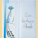 Taufbrief Taufe mit Kreuz blau