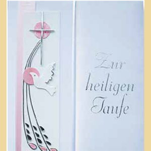 Taufbrief Taufe mit Kreuz rosa