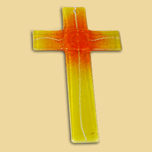 Glaskreuz gelb/orange 25cm