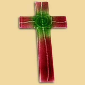Glaskreuz rot/grün 25cm