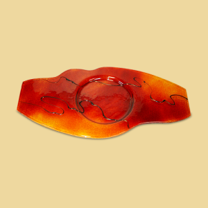 Glasuntersetzer Fantasy 44x22cm orange/rot mit geschwungenen Linien