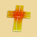 Glaskreuz gelb/orange 11cm