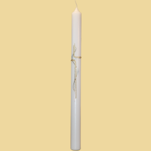 Taufkerze Kreuz gold modern mit blau