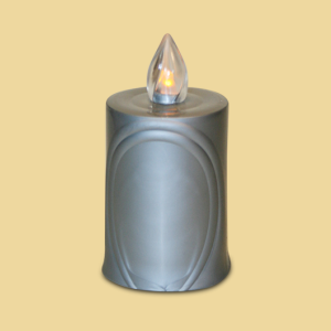 Batterie Grablicht LED silber gelbe Flamme mit Batterien