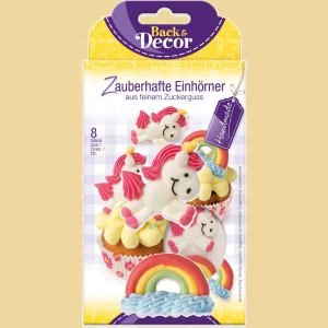 Einhorn und Regenbogen Zuckerfiguren Set 8er