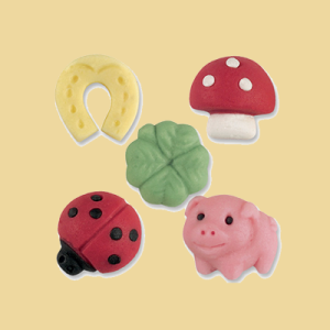 Marzipanfigur Neujahr Pilz, Kleeblatt, Hufeisen, Käfer oder Schwein