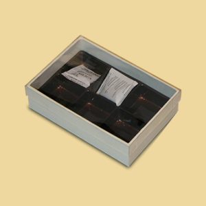 Trüffelbox elfenbein mit Klarsichtdeckel für 6 Trüffel