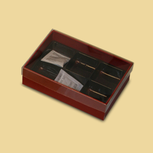 Trüffelbox rot mit Klarsichtdeckel für 6 Trüffel