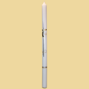 Taufkerze Kreuz Taufe Alpha Omega gold/silber