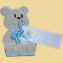 Taufmandeln Teddybär Box blau mit 5 Mandeln und Spruch