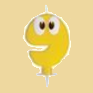 Zahlenkerze mit Augen 9