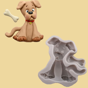 Hund mit Knochen Silikonmodel