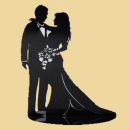 Romatisches Brautpaar Silhouette schwarz