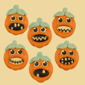 Zuckerfigur Kürbis flach 6 versch. Motive für Halloween