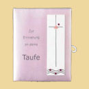 Taufbrief zur heiligen Taufe mit Kreuz in rosa