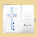 Taufbrief Zur Erinnerung an deine Taufe Kreuz blau mit Taube