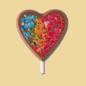 Schoko Lolli Herz bunt 35g
