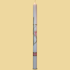 Taufkerze mit Kelch in rosa/gold