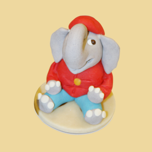 Elefant Marzipanfigur in rot/blau