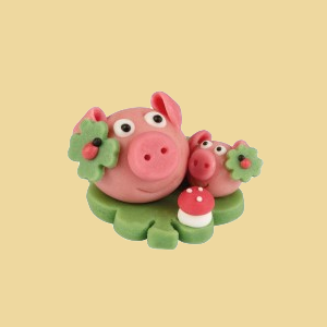 Marzipan Schwein mit Babyschweinchen