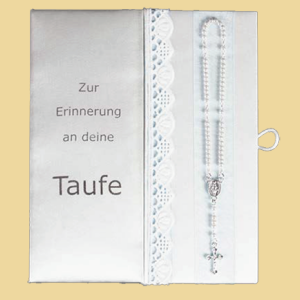 Taufbrief mit Rosenkranz blau