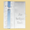 Taufbrief Spitze mit Kreuz blau