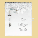 Taufbrief Spitze mit Rosenkranz blau