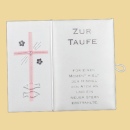 Taufbrief mit Kreuz & Fischen rosa