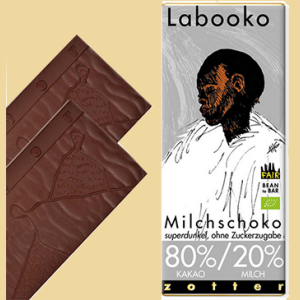 Zotter Labooko Milchschokolade, superdunkel, ohne Zuckerzugabe