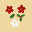 Weihnachtsstern & Stechpalme Zuckerfiguren Set