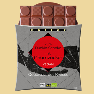 Zotter Dunkle Schoko mit Ahornzucker 70% Quadratur des Kreises