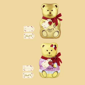 Lindt Teddy oder Teddy M&auml;dchen mit Gru&szlig;karte