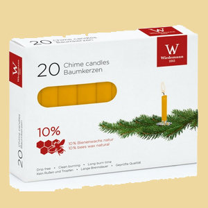 Christbaumkerzen Bienenwachs 10% natur 20er