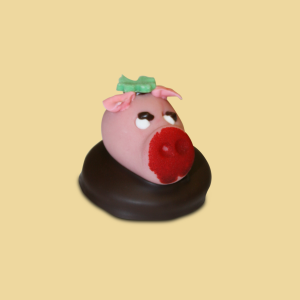Marzipan Schwein auf Lebkuchentaler
