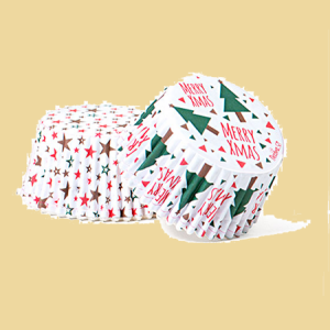 Papierbackförmchen Merry X-Mas 50x32mm