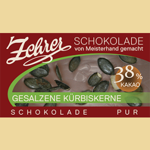 Zehrer Vollmilch Schokolade mit gesalzenen Kürbiskernen Schokolade Pur"