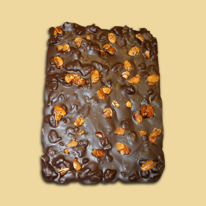 Hausgemachte Zartbitter Bruchschokolade mit kandierten Mandeln per 100g