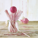Lollipop Sticks Cake Pops Papier rosa gestreift 15cm 48er