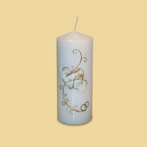 Hochzeitskerze Herzen & Tauben gold 200x80mm 