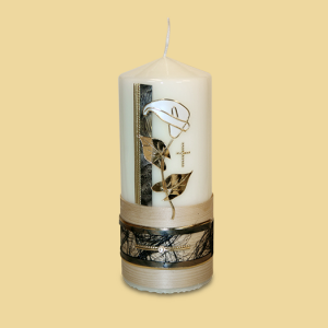 Trauerkerze mit Calla & Zirbenholz 200x80mm