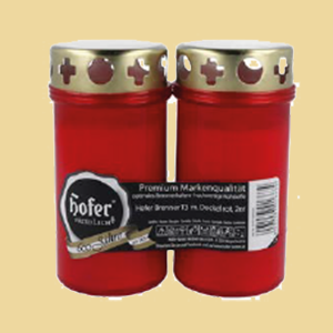 Grablicht Brenner T3 mit Deckel rot 2er